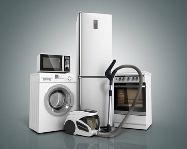 家電產品。燃氣爐、 電視電影、 冰箱空氣條件